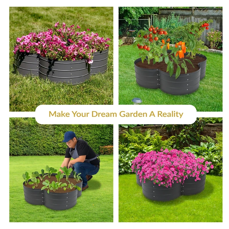Galvanized Steel 4-Leaf Clover-Shaped Raised Garden Bed