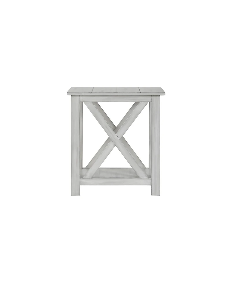 1 Open Shelf End Table with X-Shaped Accents Stylish and Functional Storage for Living Room or Bedroom
