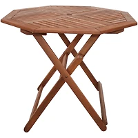 Outdoor Meranti Wood Folding Octagon Patio Dining Table - 35" - Brown
