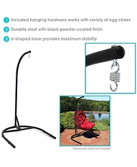 Outdoor Durable Powder-Coated Steel U-Shaped Hanging Egg Chair Swing Stand - 76" - Black
