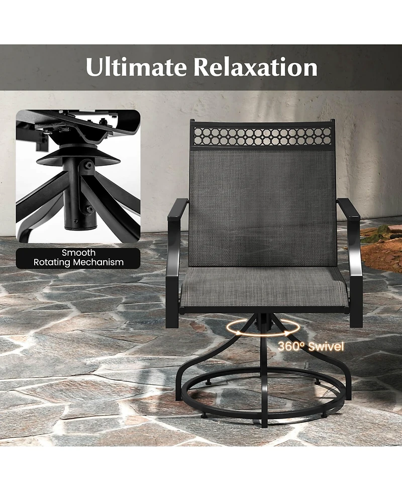 Patio Swivel Dining Chairs Set of 2 with Quick-Drying Fabric and Metal Frame