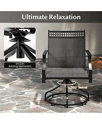 Patio Swivel Dining Chairs Set of 2 with Quick-Drying Fabric and Metal Frame