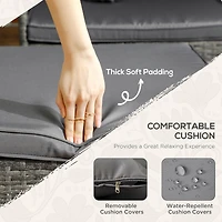 4 Piece Adjustable Canopy Outdoor Rat Sofa Set, Light