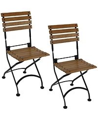 Indoor/Outdoor Patio or Dining Chestnut Wooden Folding Bistro Arm Chair
