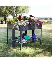 Hot Dip Galvanized Steel Raised Garden Bed with Mesh Shelf - Set of 2
