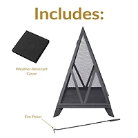 Majestic Pyramid Steel Mesh Fire Pit - Black