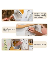 Cozy Corner Mdf Kitchen Playset with Stainless Steel Accessories - White