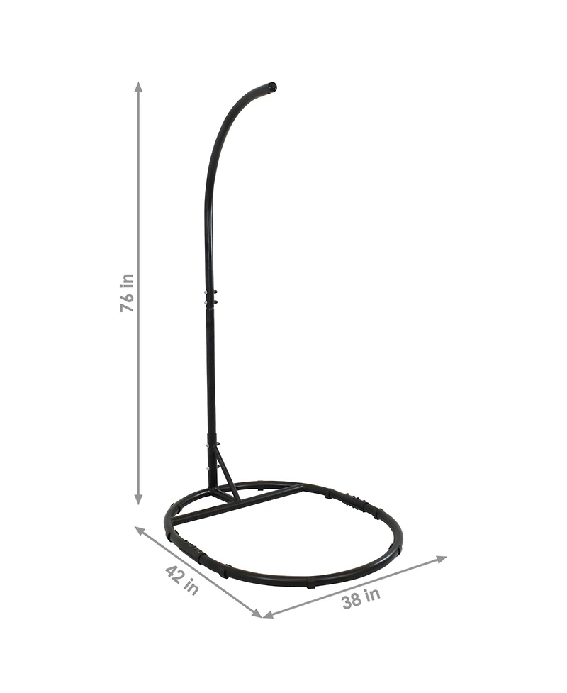 Durable Indoor/Outdoor Egg Chair Stand with Extra-Wide Round Base, Hardware and Powder-Coated Finish - 76" H - Black