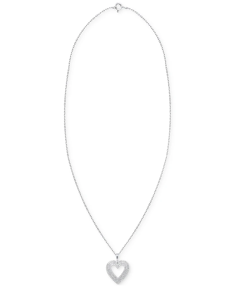 Forever Grown Diamonds Lab-Grown Diamond Heart Pendant 18" Necklace (2 ct. t.w.) in Sterling Silver or 14k Gold-Plated Sterling Silver