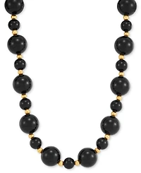 Onyx Beaded Necklace (6mm & 10mm) in 14k Gold Over Sterling Silver, 17"