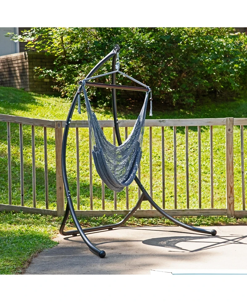 Modern Boho-Style Soft-Spun Polyester Rope Hanging Caribbean Xl Hammock Chair for Yard, Balcony, and Garden