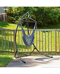 Modern Boho-Style Soft-Spun Polyester Rope Hanging Caribbean Xl Hammock Chair for Yard, Balcony, and Garden