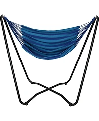 Hanging Rope Hammock Chair with Space-Saving Stand - 330 lb Weight Capacity