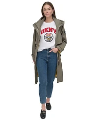 Dkny Women's Hooded Zip-Front Long Anorak Coat