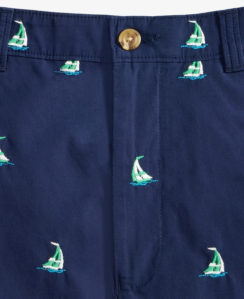 Club Room Men's Regular-Fit Sailboat Embroidered 9" Shorts