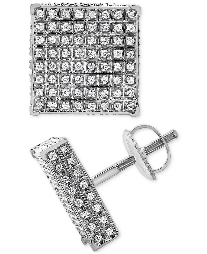 Diamond Pave Square Stud Earrings (5/8 ct. t.w.) in 14k White Gold