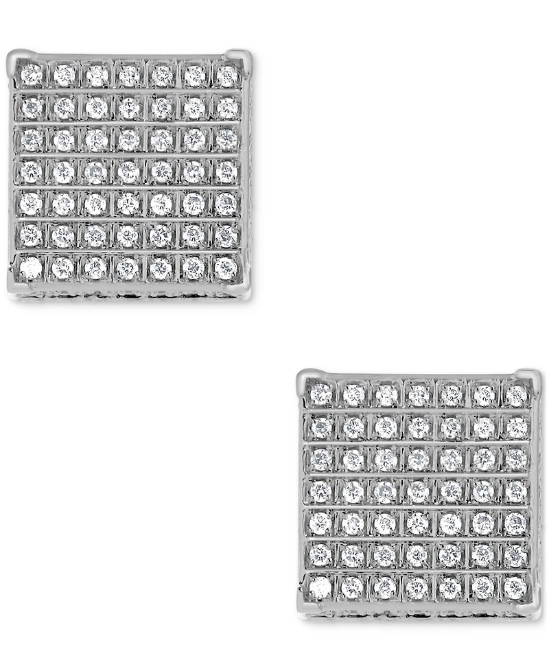 Diamond Pave Square Stud Earrings (1/2 ct. t.w.) in 14k White Gold