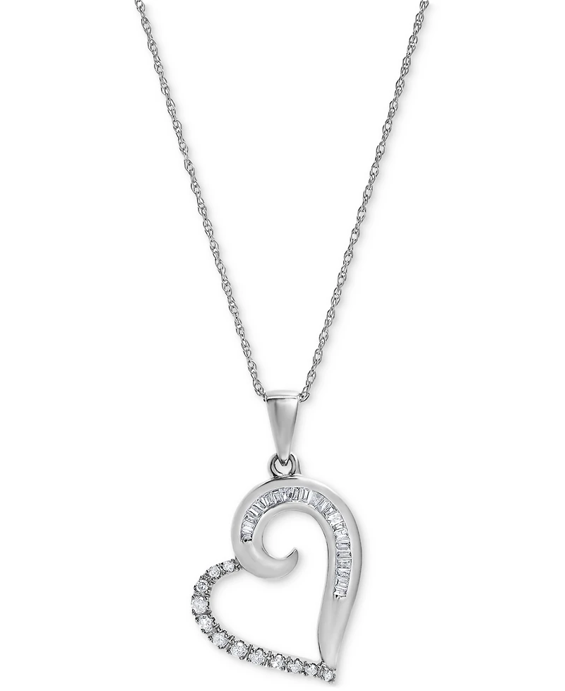 Diamond Heart 18" Pendant Necklace (1/5 ct. t.w.) in 10k White Gold