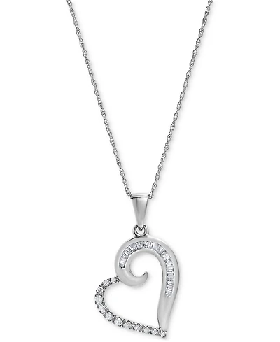 Diamond Heart 18" Pendant Necklace (1/5 ct. t.w.) in 10k White Gold