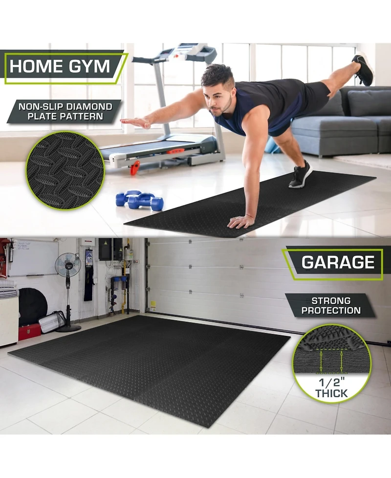 ProsourceFit Exercise Puzzle Mat 1/2-in, Blue, 48 Sq Ft - 12 Tiles