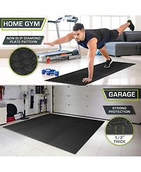 ProsourceFit Exercise Puzzle Mat 1/2-in, Blue, 48 Sq Ft - 12 Tiles