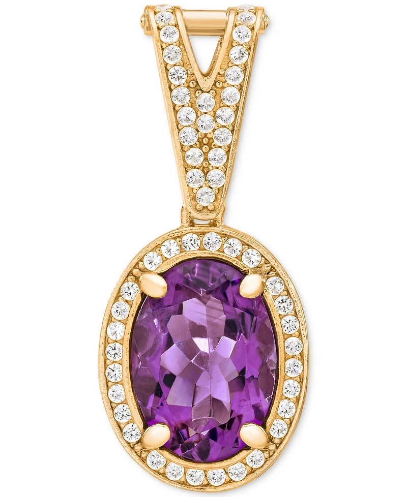 Amethyst (5-3/8 ct. t.w.) & White Topaz (3/4 ct. t.w.) Panther Link 18" Necklace in 14k Gold-Plated Sterling Silver