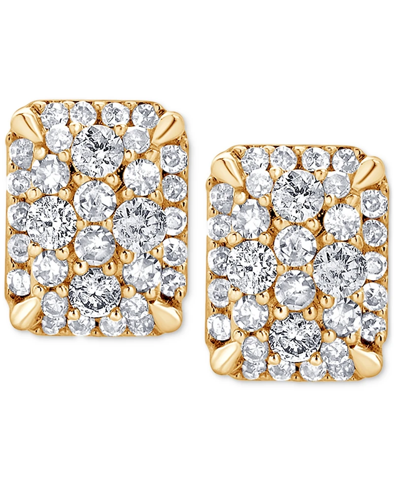 Diamond Cluster Stud Earrings (1/2 ct. t.w.) in 14k Yellow Gold