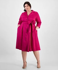 Alex Evenings Plus Size Notched Collar 3/4-Sleeve Shirtdress