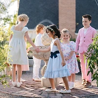 Hope & Henry Big Girls Heirloom Sleeveless Special Occasion Seersucker Party Dress with Cross Back