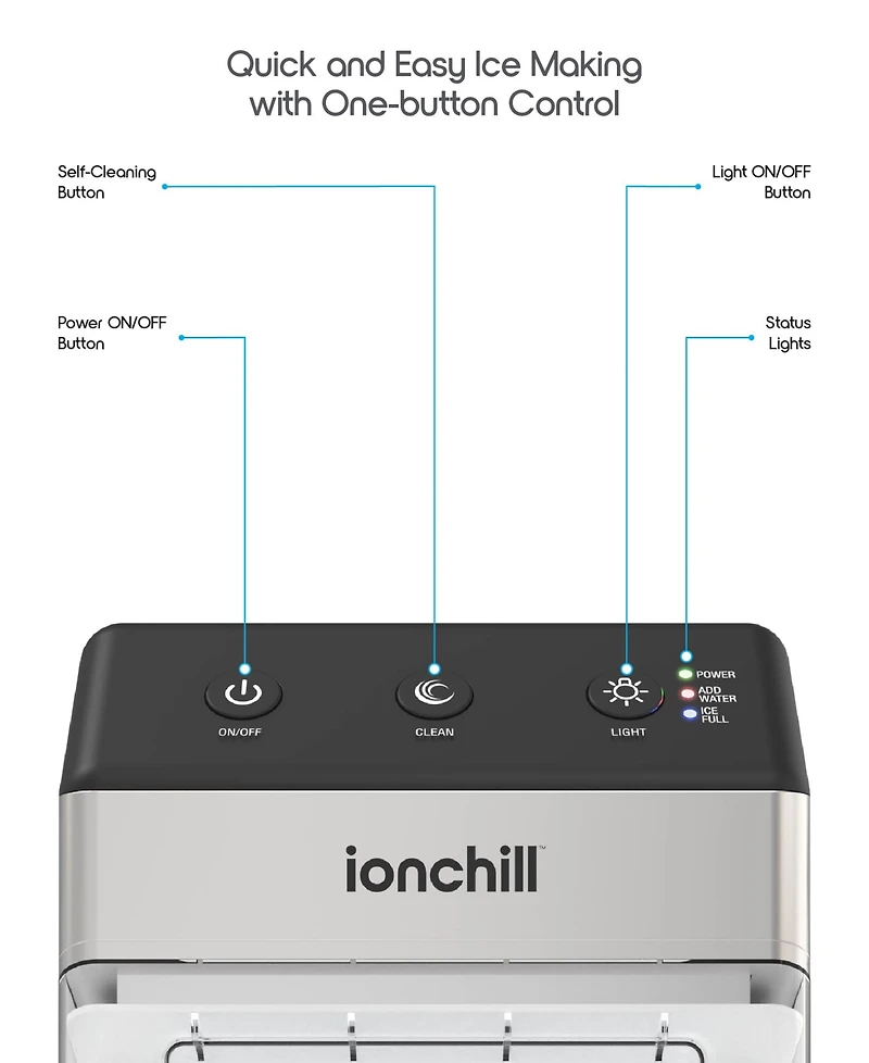 Tzumi ionchill QuickCube Nugget-Shaped Compact Countertop Ice Maker