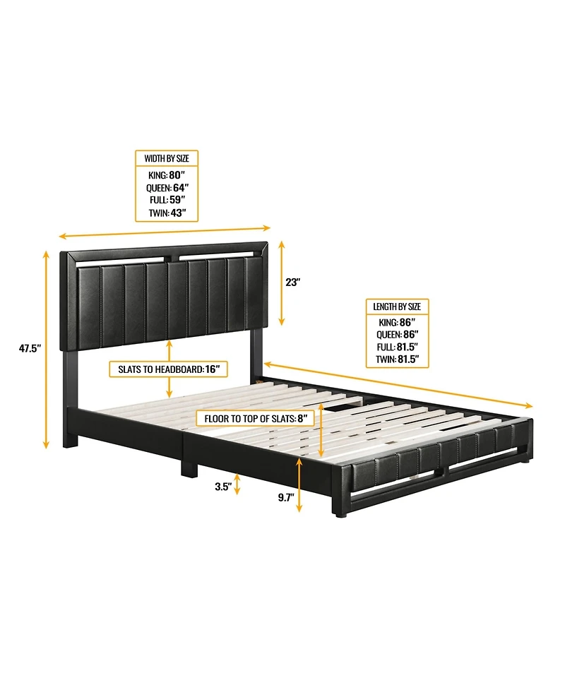 Boyd Sleep Belle Upholstered Platform Bed with Headboard, Mattress Foundation with Strong 14 Wood Slat Supports, No Box Spring Required