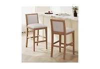 30.5-Inch Upholstered Bar Stools Set of 2, Retro Chairs for Kitchen Island or Dining Room-The Pop Home