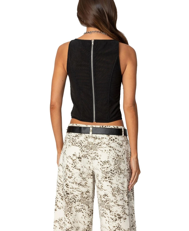 Edikted Womens Taty Mesh Corset