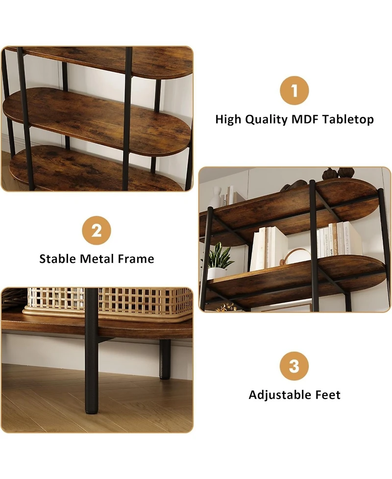 gaomon Bookshelf 6 Tier Tall Bookcase Industrial Bookshelves Oval Vintage Bookshelf