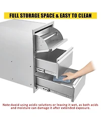 gaomon Outdoor Kitchen Drawers 18W x 23H x 23D, Flush Mount Double Bbq Access Drawers with Stainless Steel Handle & Venting Panel, Bbq Island Drawers