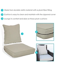 Indoor/Outdoor Olefin Replacement Deep Back and Seat Cushion Set for Patio Chair - 2pc