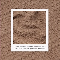 Linery & Co. 100% Cotton Reversible Honeycomb Waffle / Percale Duvet Cover Set