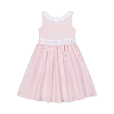 Hope & Henry Big Girls Heirloom Round Collar Sateen Party Dress with Embroidered Sash
