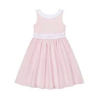 Hope & Henry Big Girls Heirloom Round Collar Sateen Party Dress with Embroidered Sash