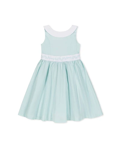 Hope & Henry Big Girls Heirloom Round Collar Sateen Party Dress with Embroidered Sash