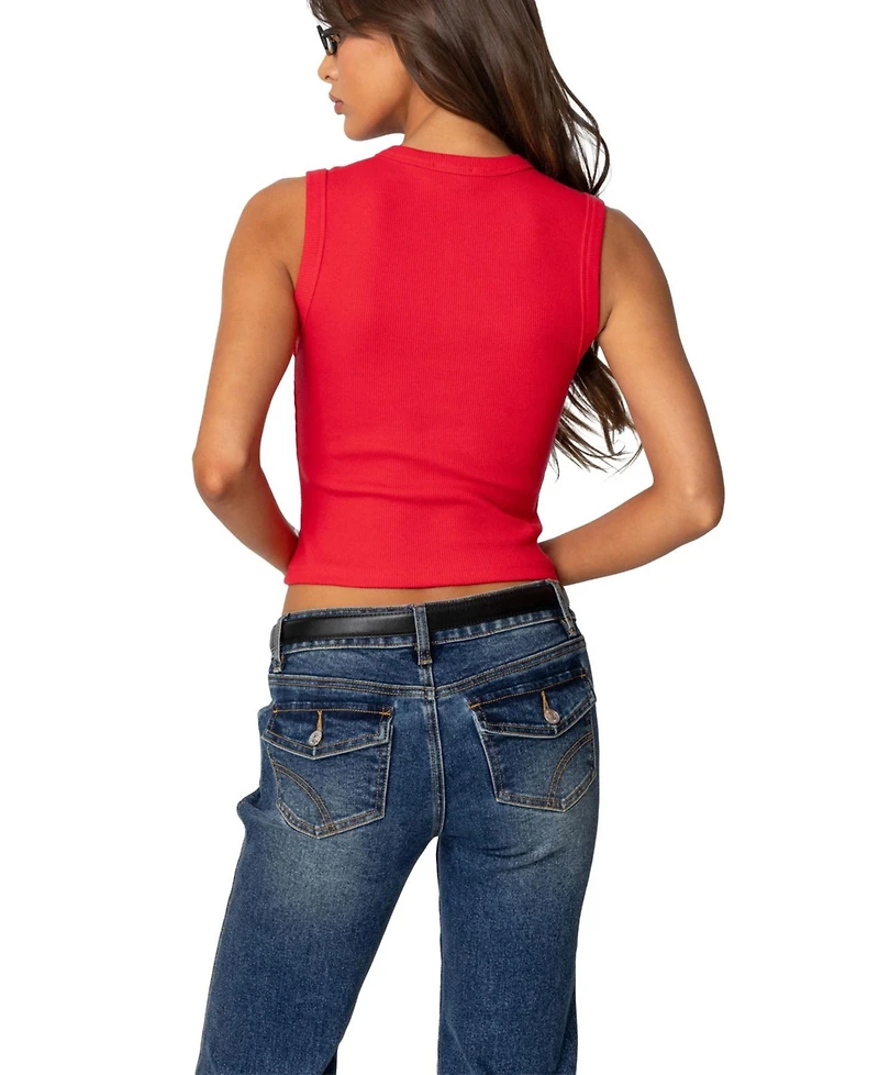 Edikted Women's Basel Button Up Tank Top