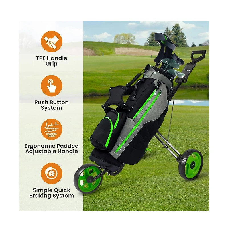 Jovial 3-Wheel Golf Push Cart with Deluxe Scorecard Holder