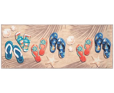 Liora Manne' Impressions Beachside Flip Flops 1'11"x4'11" Runner Area Rug