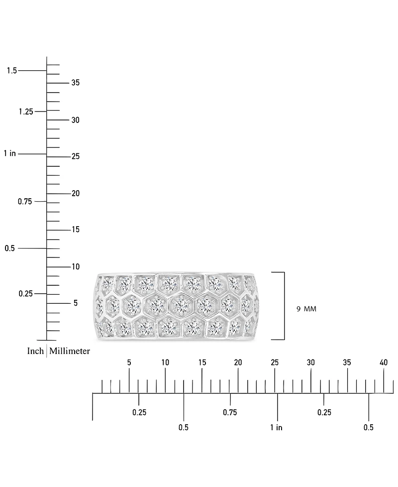 Cubic Zirconia Honeycomb Band Ring Sterling Silver