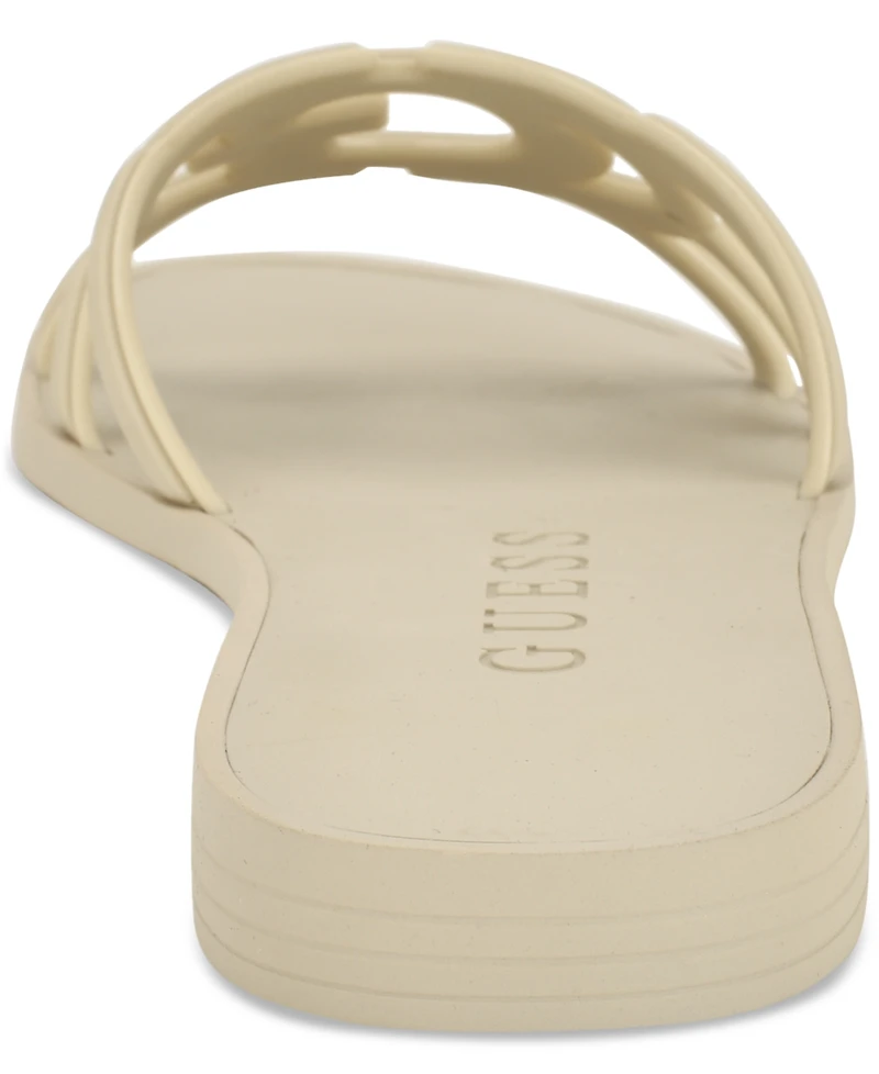 Guess Women's Elyho Logo Cutout Flat Jelly Sandals