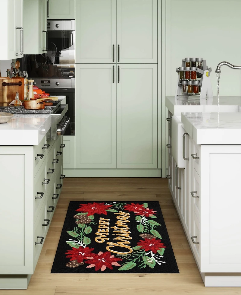 Liora Manne' Frontporch Merry Christmas 2'6"x4' Area Rug
