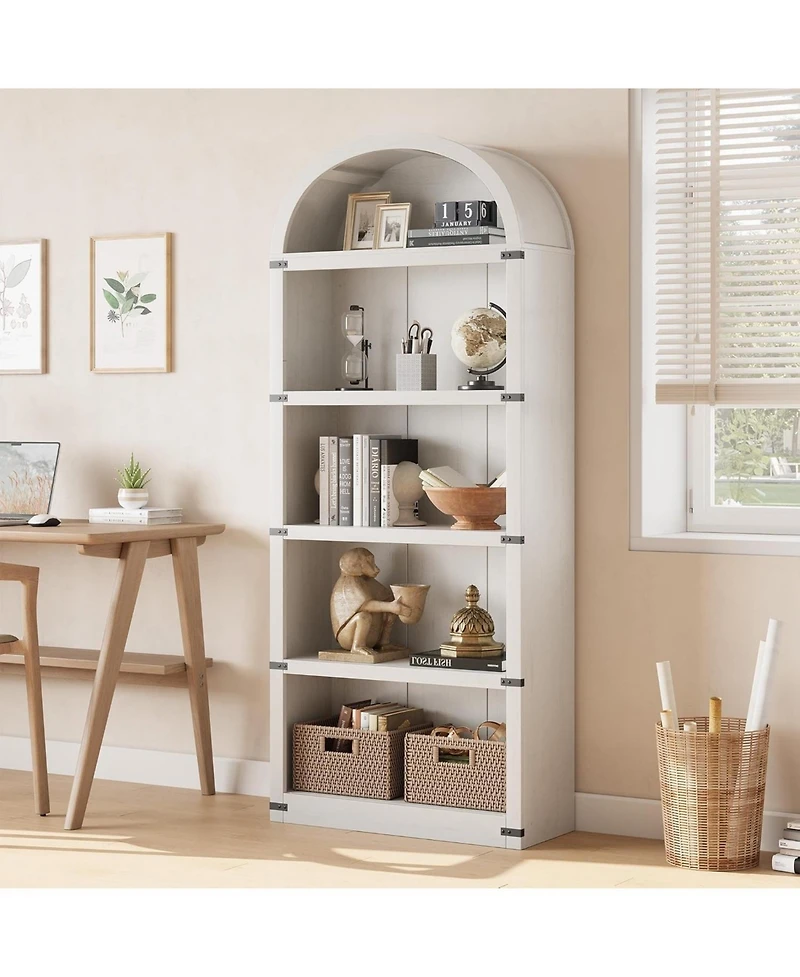gaomon Bookcase Arched Bookshelf 71.65in Tall Bookcase Farmhouse Display Storage Rack