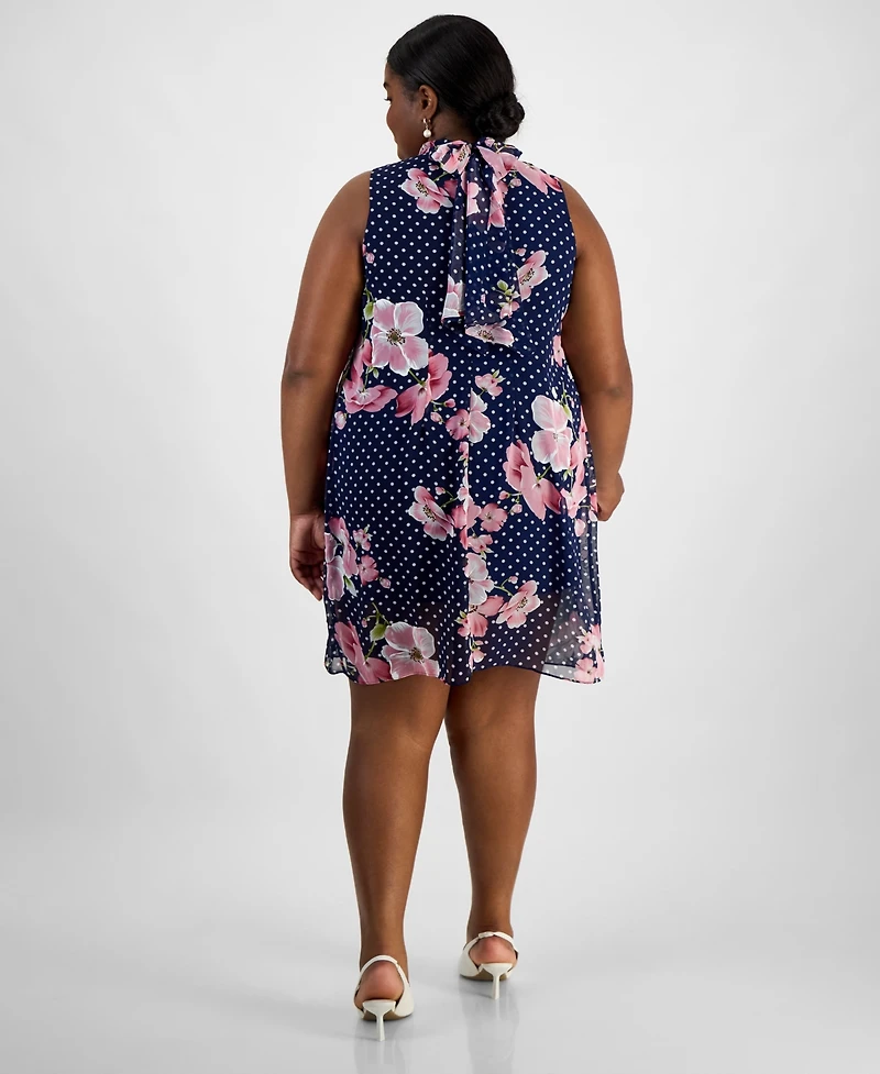 Robbie Bee Plus Printed Mock Neck Sleeveless Shift Dress