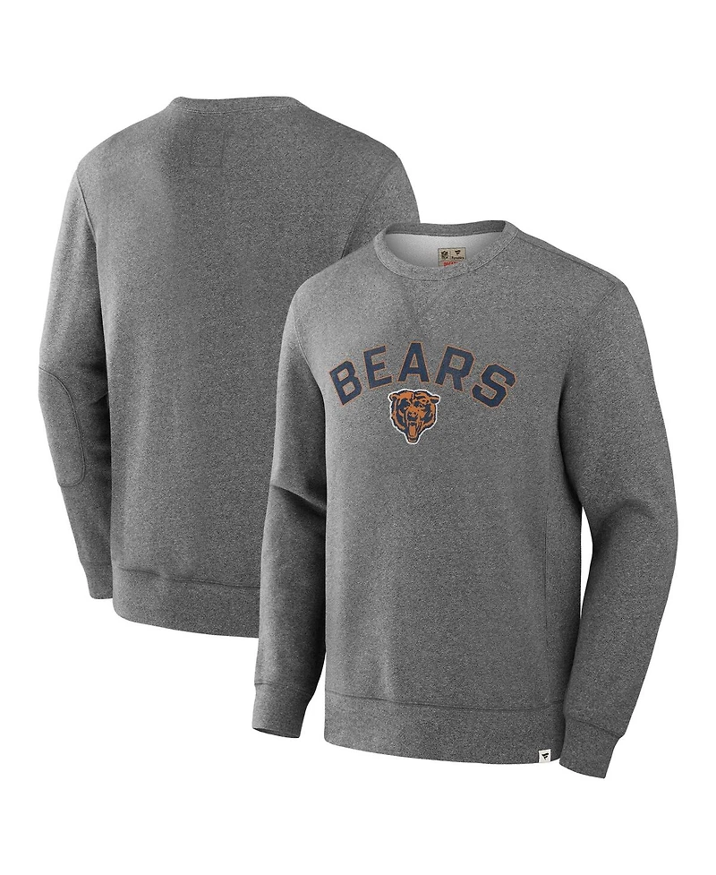 Fanatics Men's Heather Gray Chicago Bears Loop Terry Pullover Sweatshirt