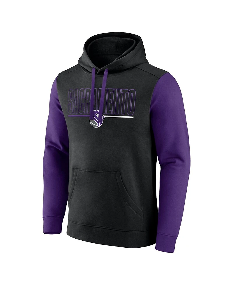 Logo Athletic Men's Black Sacramento Kings Outline Colorblock Pullover Hoodie